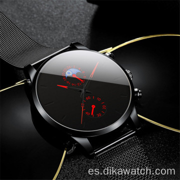 Reloj de cuero deportivo informal minimalista de Ginebra, relojes de pulsera analógicos simples negros para hombre, reloj de pulsera de Guangzhou de la marca china, venta al por mayor